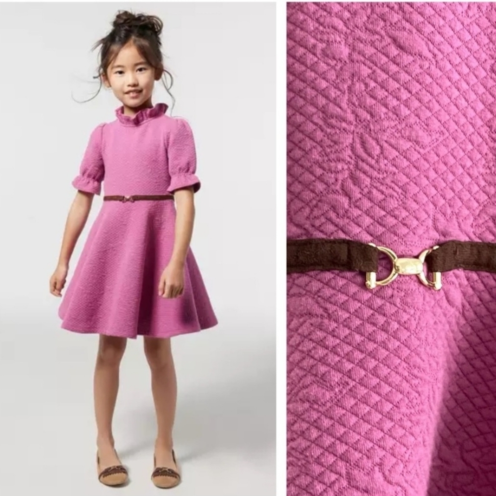 Janie and Jack Pink Textured Dress with Belt